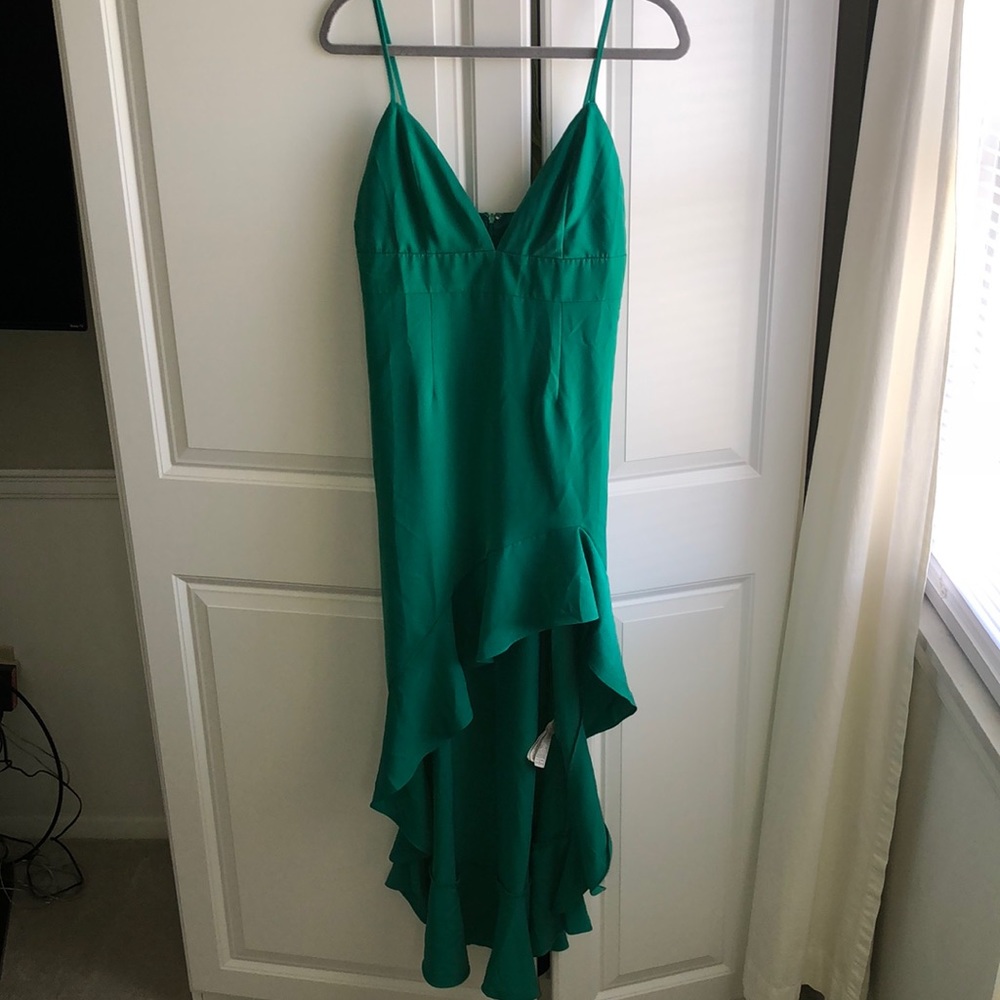 Forever‎ 21 High Low Hemline Green Prom Dress Size Large Ruffle NWT